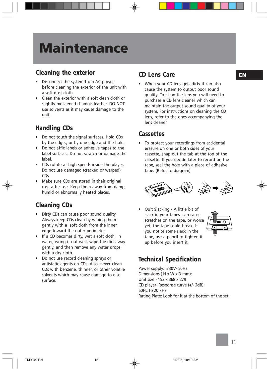 Technicolor - Thomson TM9049 manual Maintenance 