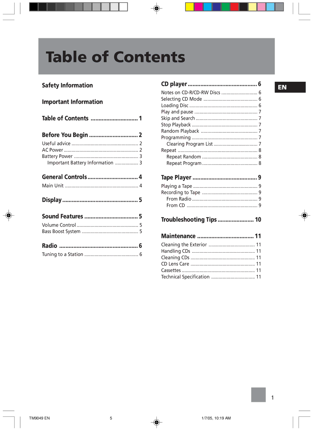 Technicolor - Thomson TM9049 manual Table of Contents 