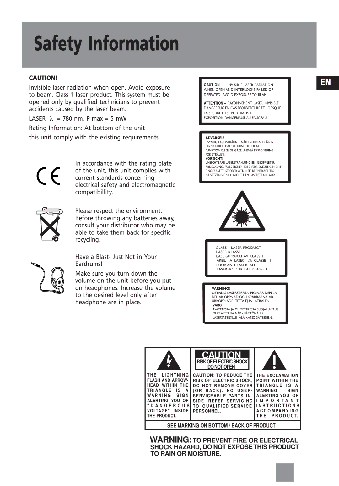 Technicolor - Thomson TM9233 user service Safety Information 