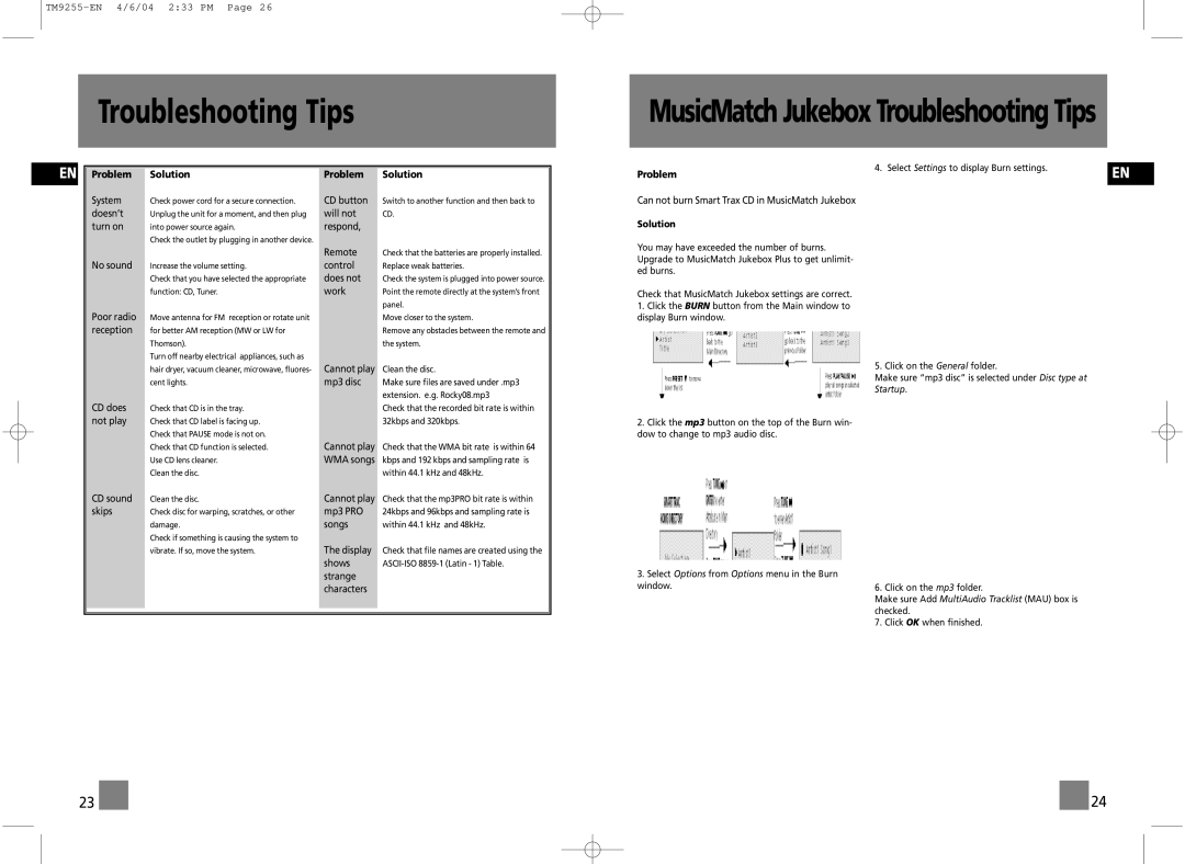 Technicolor - Thomson TM9255 manual Troubleshooting Tips, Problem Solution 