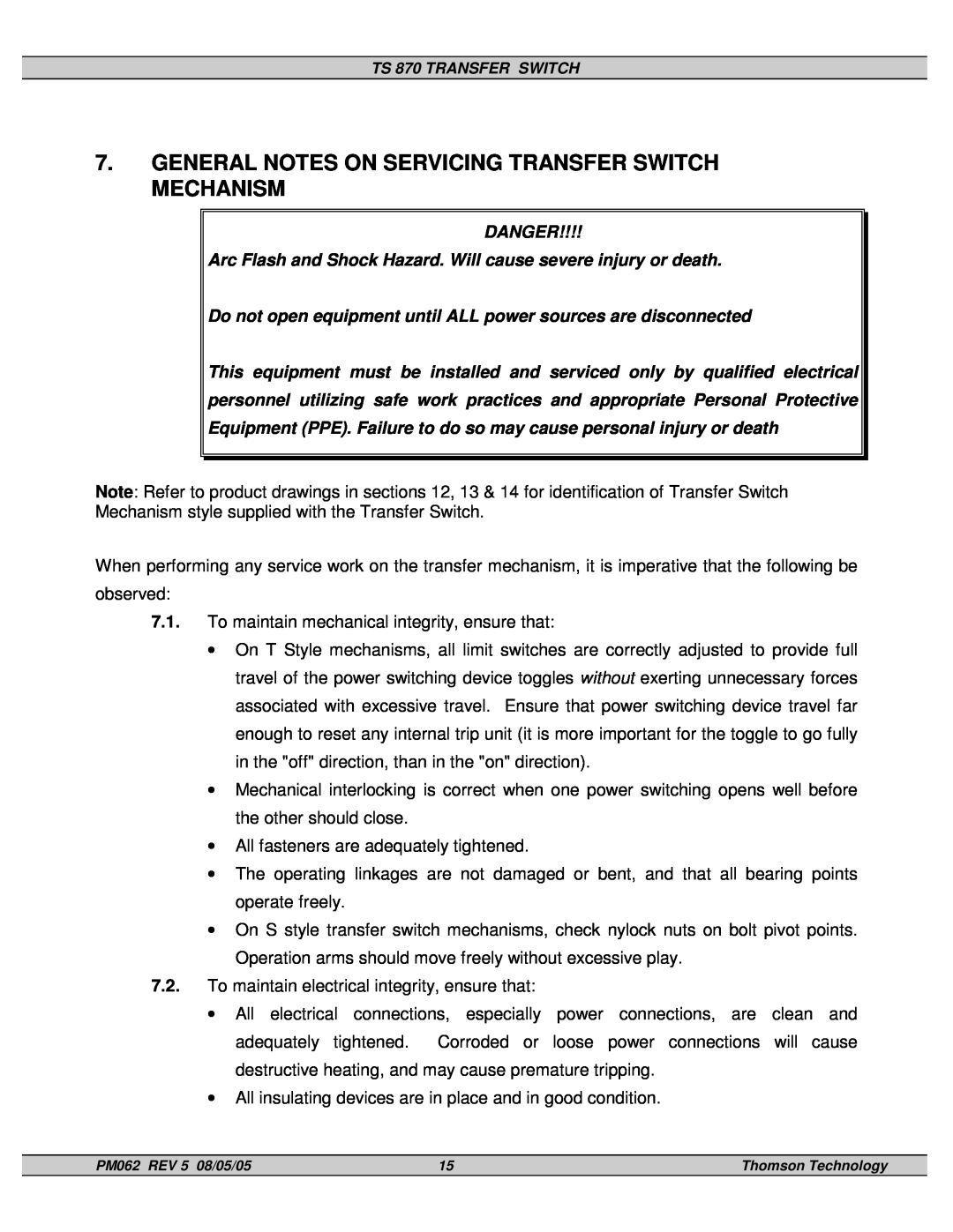 Technicolor - Thomson TS 870 service manual General Notes On Servicing Transfer Switch Mechanism 
