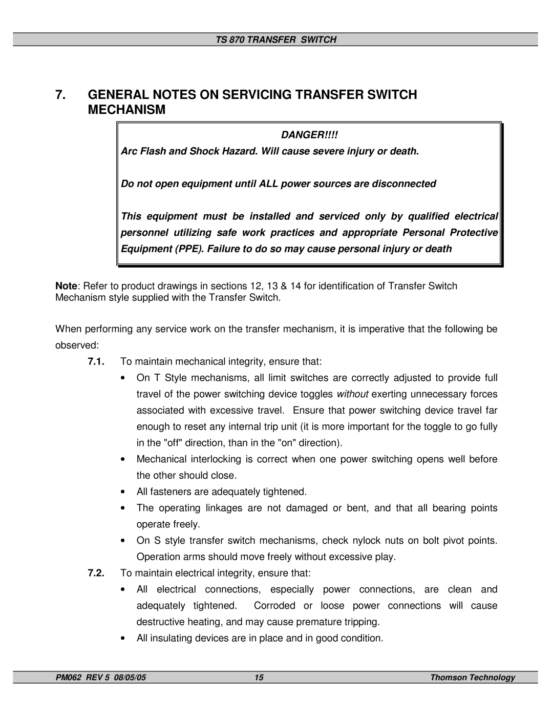 Technicolor - Thomson TS 870 service manual General Notes on Servicing Transfer Switch Mechanism 