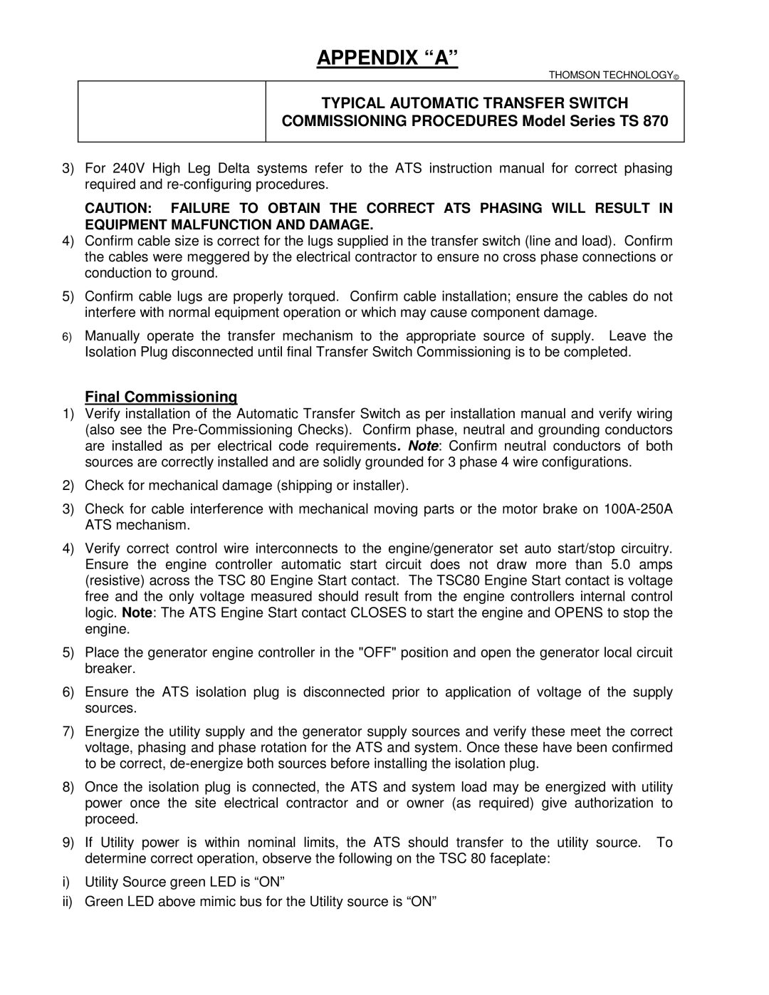 Technicolor - Thomson TS 870 service manual Final Commissioning 