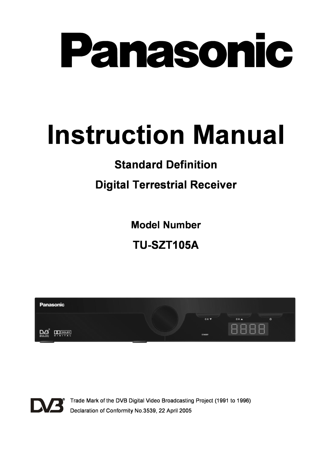 Technicolor - Thomson TU-SZT105A instruction manual Model Number, Standard Definition Digital Terrestrial Receiver 
