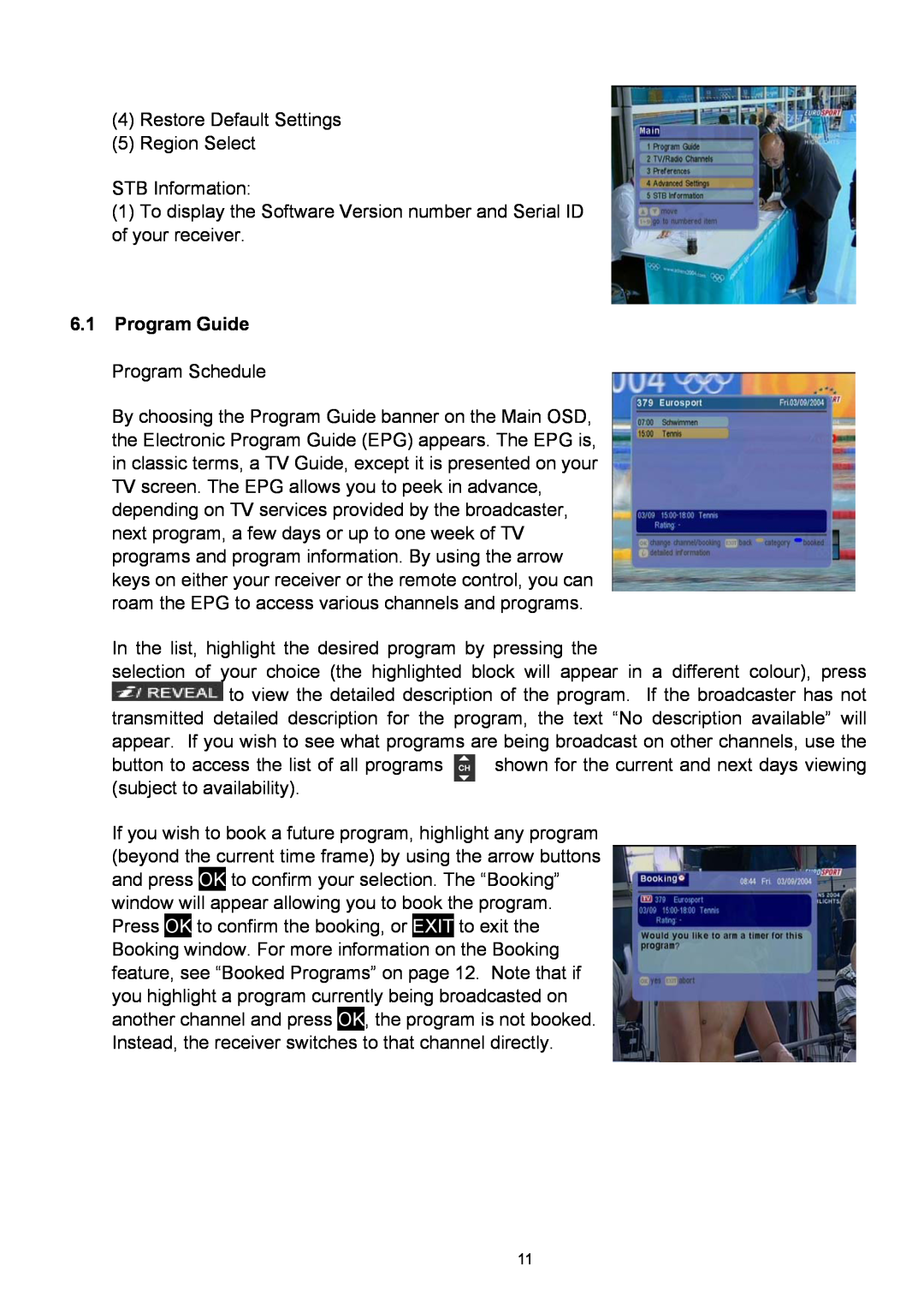 Technicolor - Thomson TU-SZT105A instruction manual 6.1Program Guide 