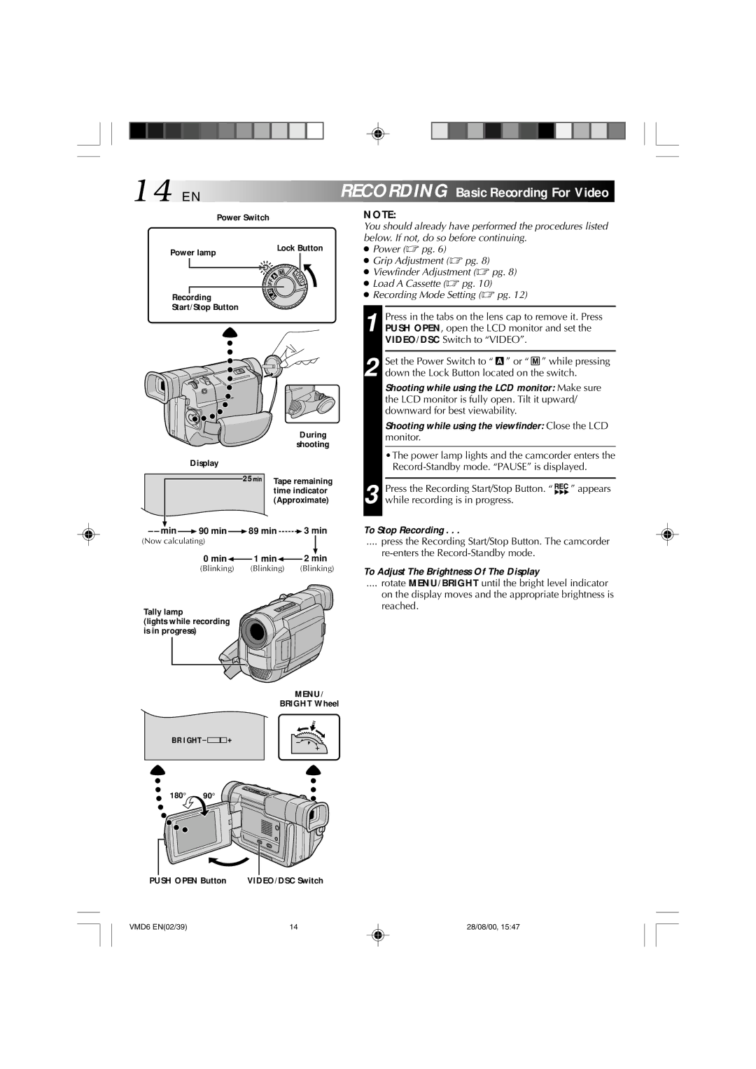 Technicolor - Thomson VMD 6 user manual 14 EN, While recording is in progress, To Stop Recording 