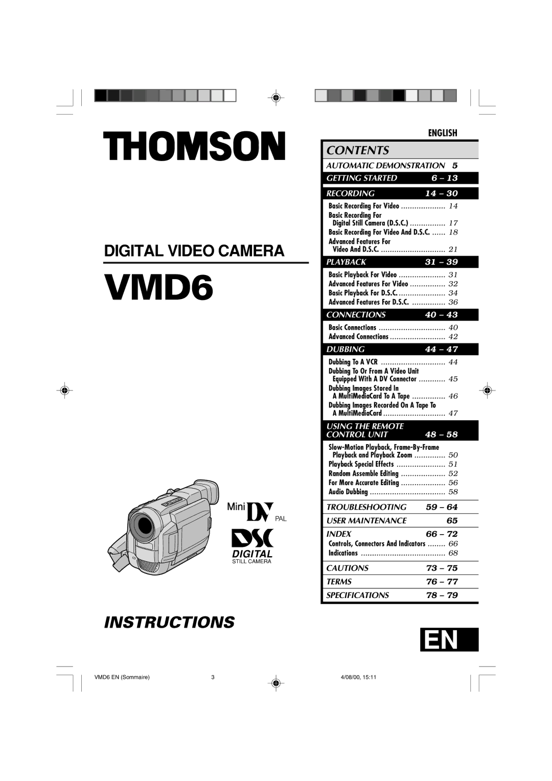 Technicolor - Thomson VMD 6 user manual VMD6 