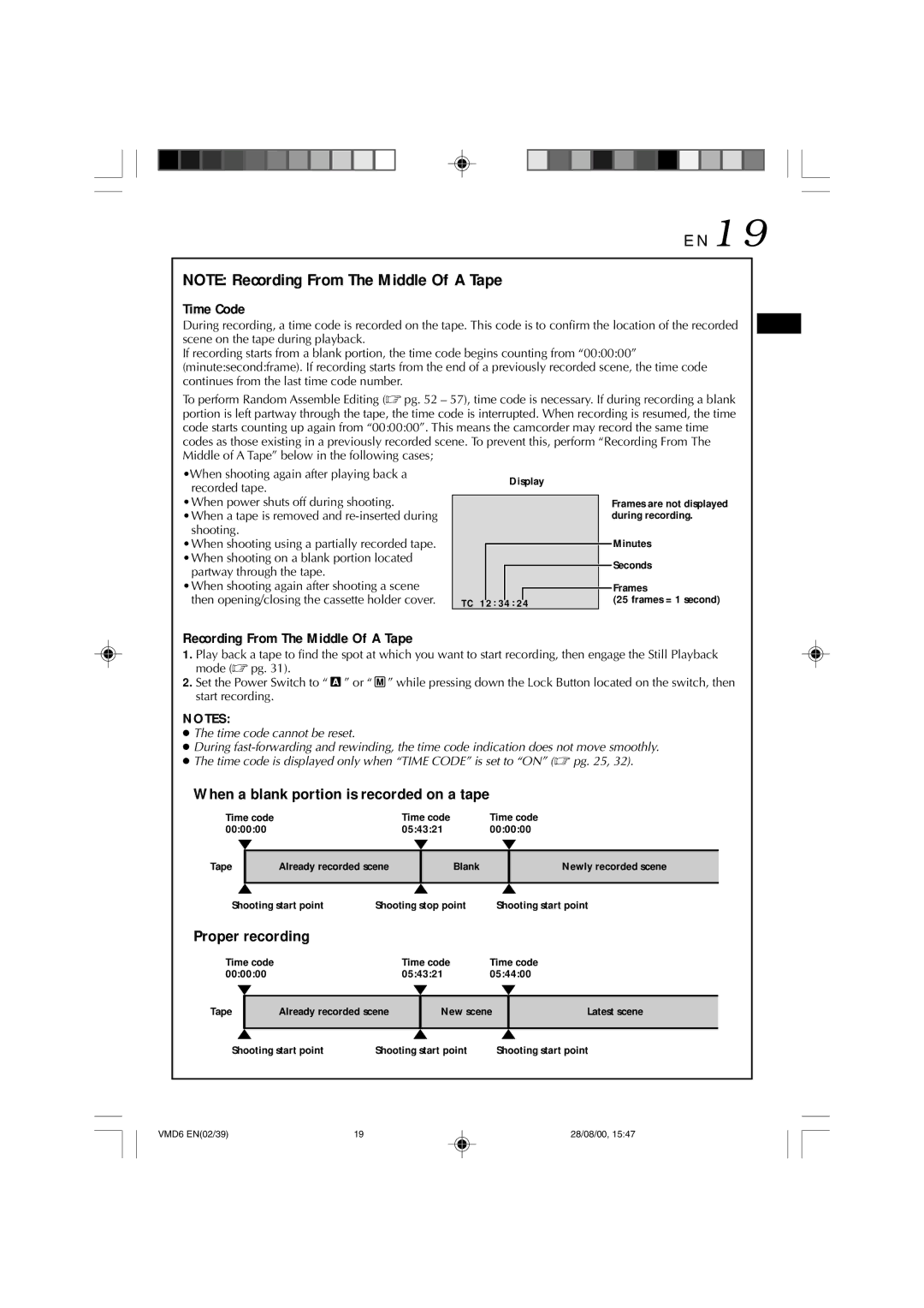 Technicolor - Thomson VMD 6 user manual When a blank portion is recorded on a tape, Proper recording 