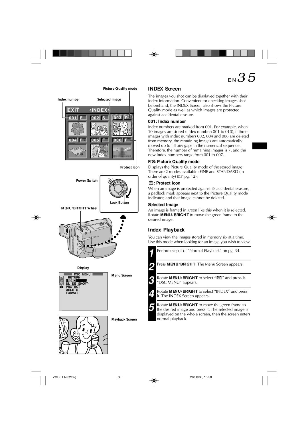 Technicolor - Thomson VMD 6 user manual Index Screen, Index Playback 