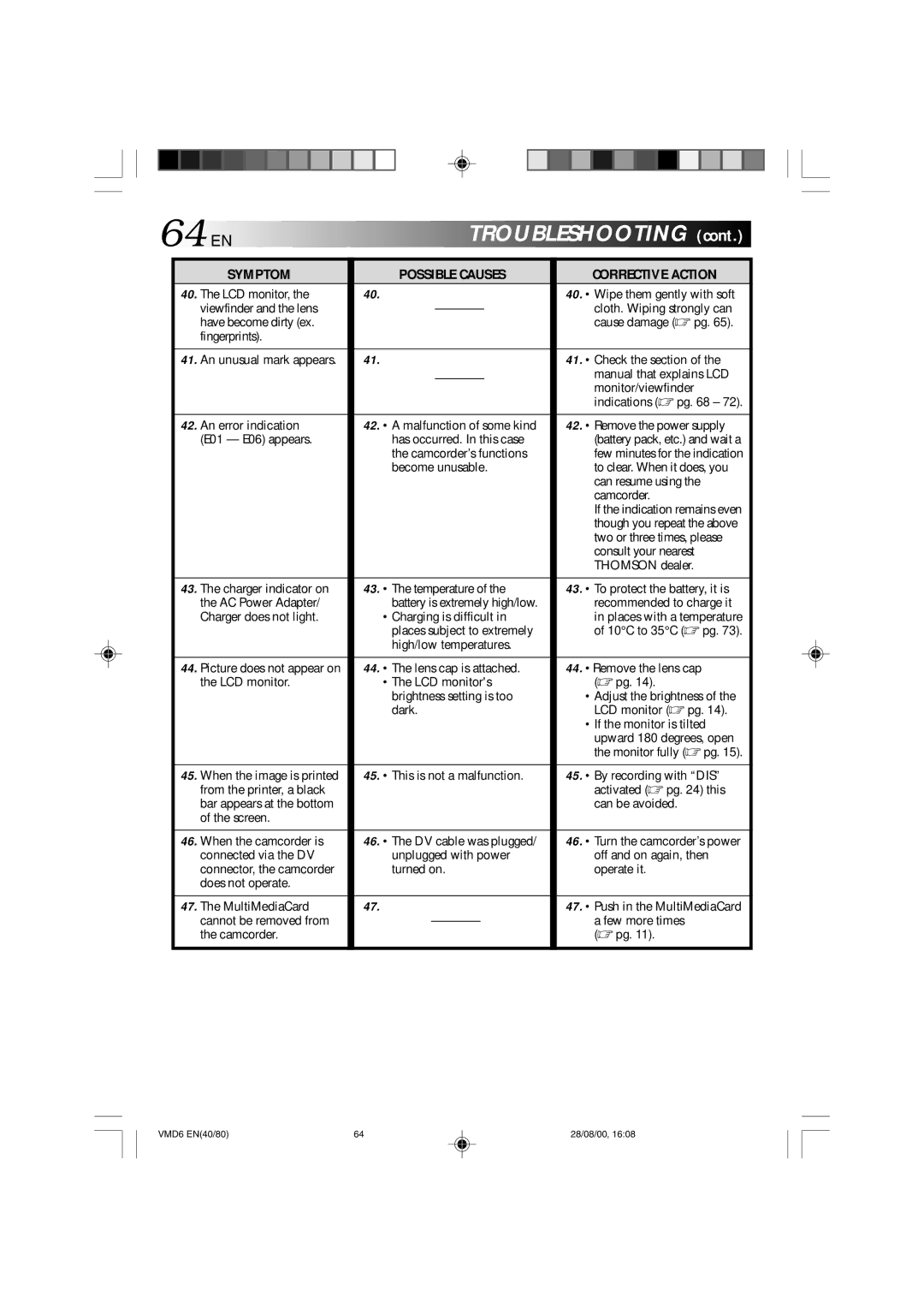 Technicolor - Thomson VMD 6 user manual 64 EN 