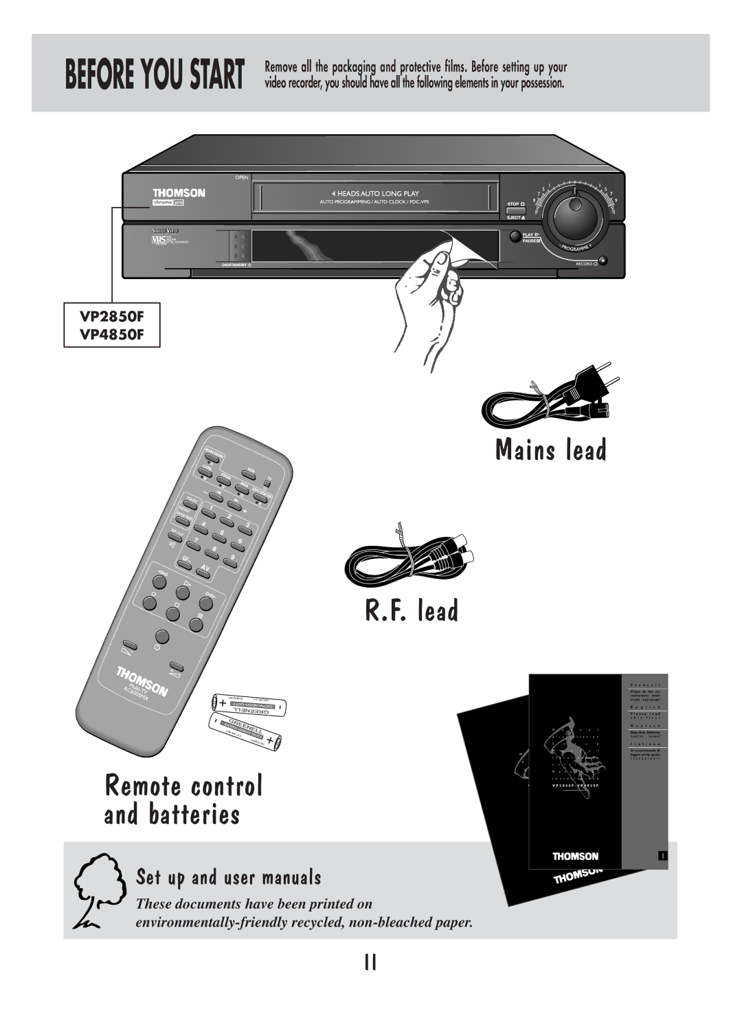 Technicolor - Thomson VP2850F, VP4850F manual Remote control 