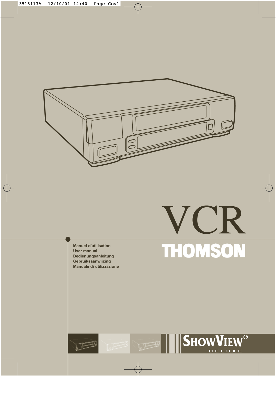 Technicolor - Thomson VTH6250F manuel dutilisation 3515113A 12/10/01 1440 Page Cov1 