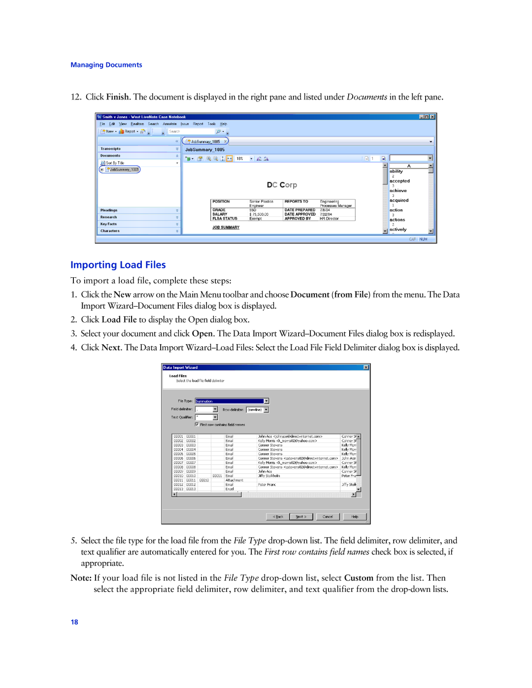 Technicolor - Thomson West Case Notebook manual Importing Load Files 