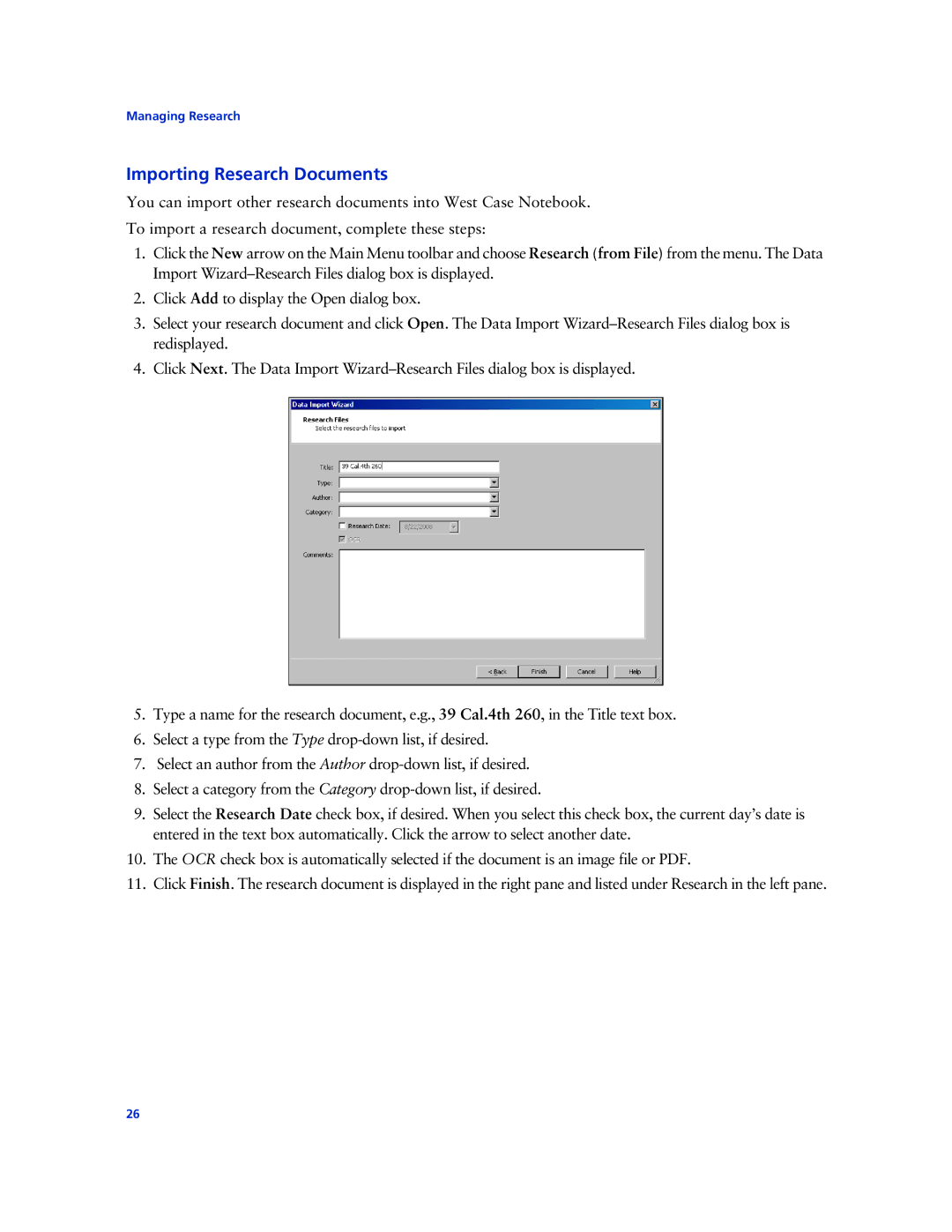 Technicolor - Thomson West Case Notebook manual Importing Research Documents 