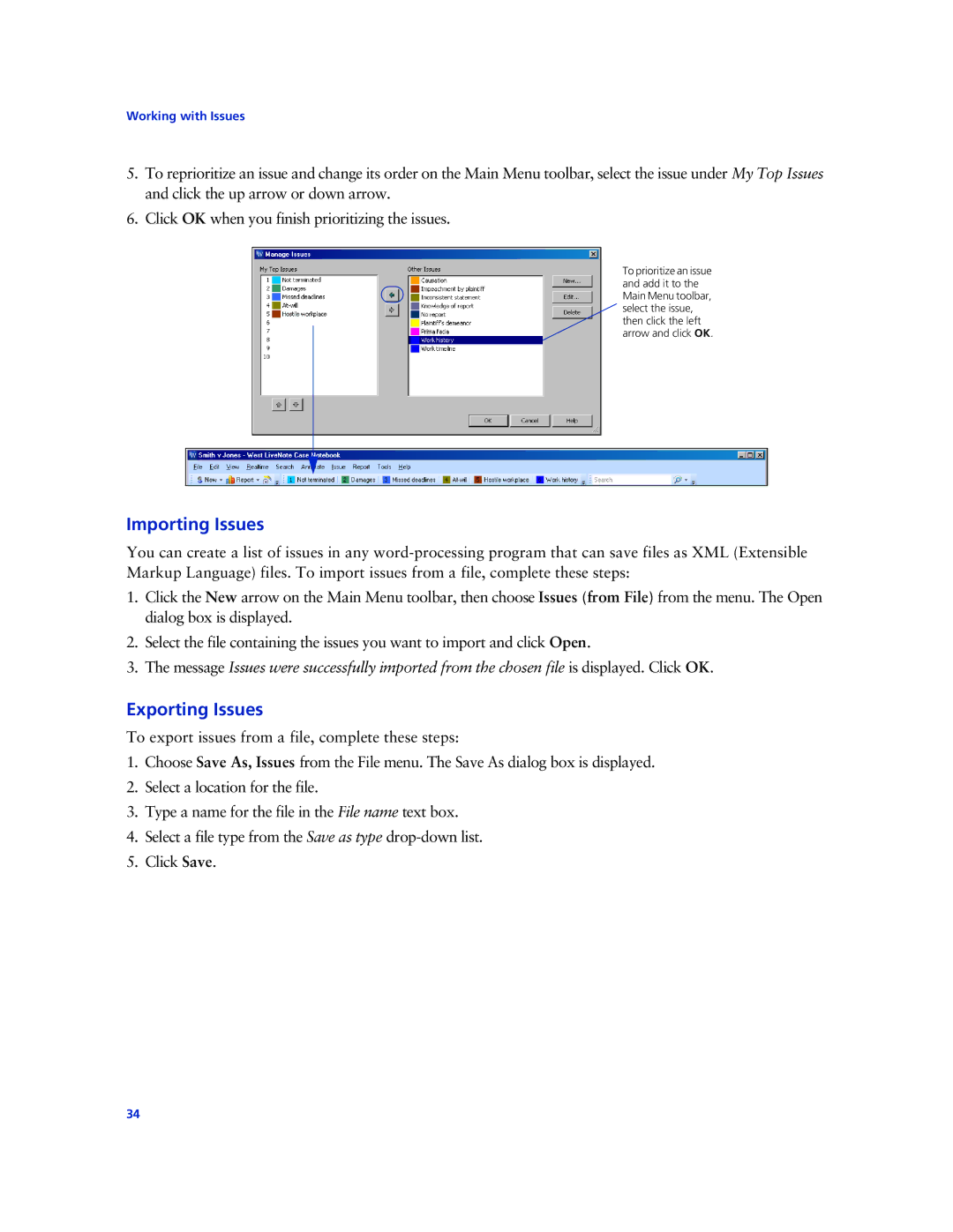 Technicolor - Thomson West Case Notebook manual Importing Issues, Exporting Issues 