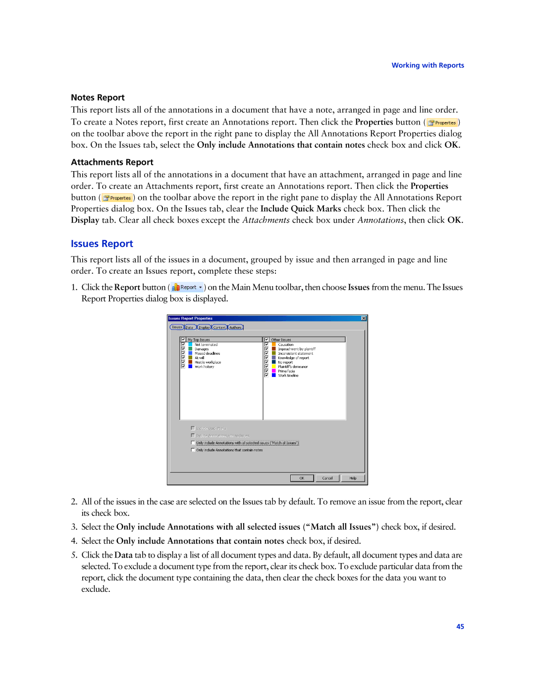 Technicolor - Thomson West Case Notebook manual Issues Report, Attachments Report 