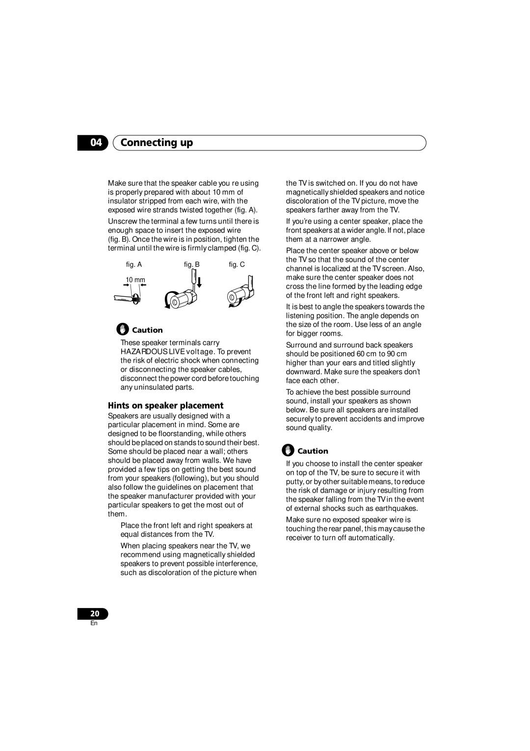 Technicolor - Thomson XRB3059-A operating instructions Hints on speaker placement, Fig. a 