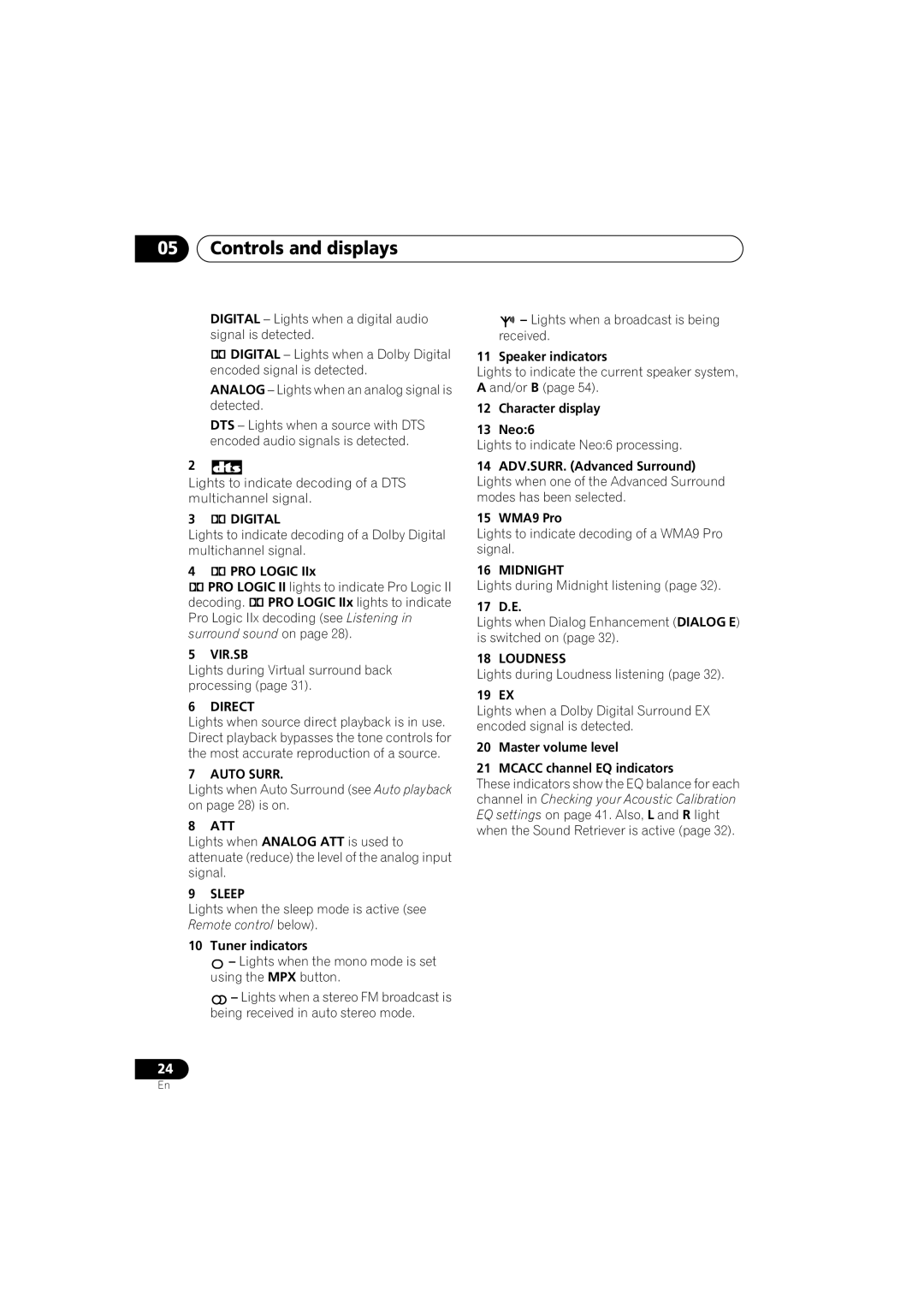 Technicolor - Thomson XRB3059-A operating instructions Digital, Vir.Sb, Direct, Auto Surr, Att, Sleep, Midnight, Loudness 