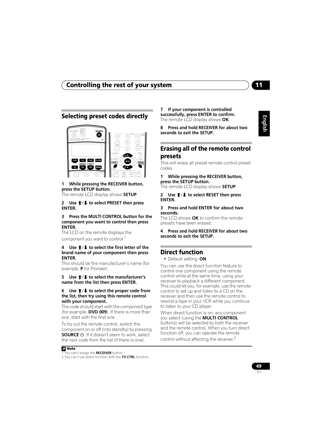 Technicolor - Thomson XRB3059-A Controlling the rest of your system, Erasing all of the remote control presets 