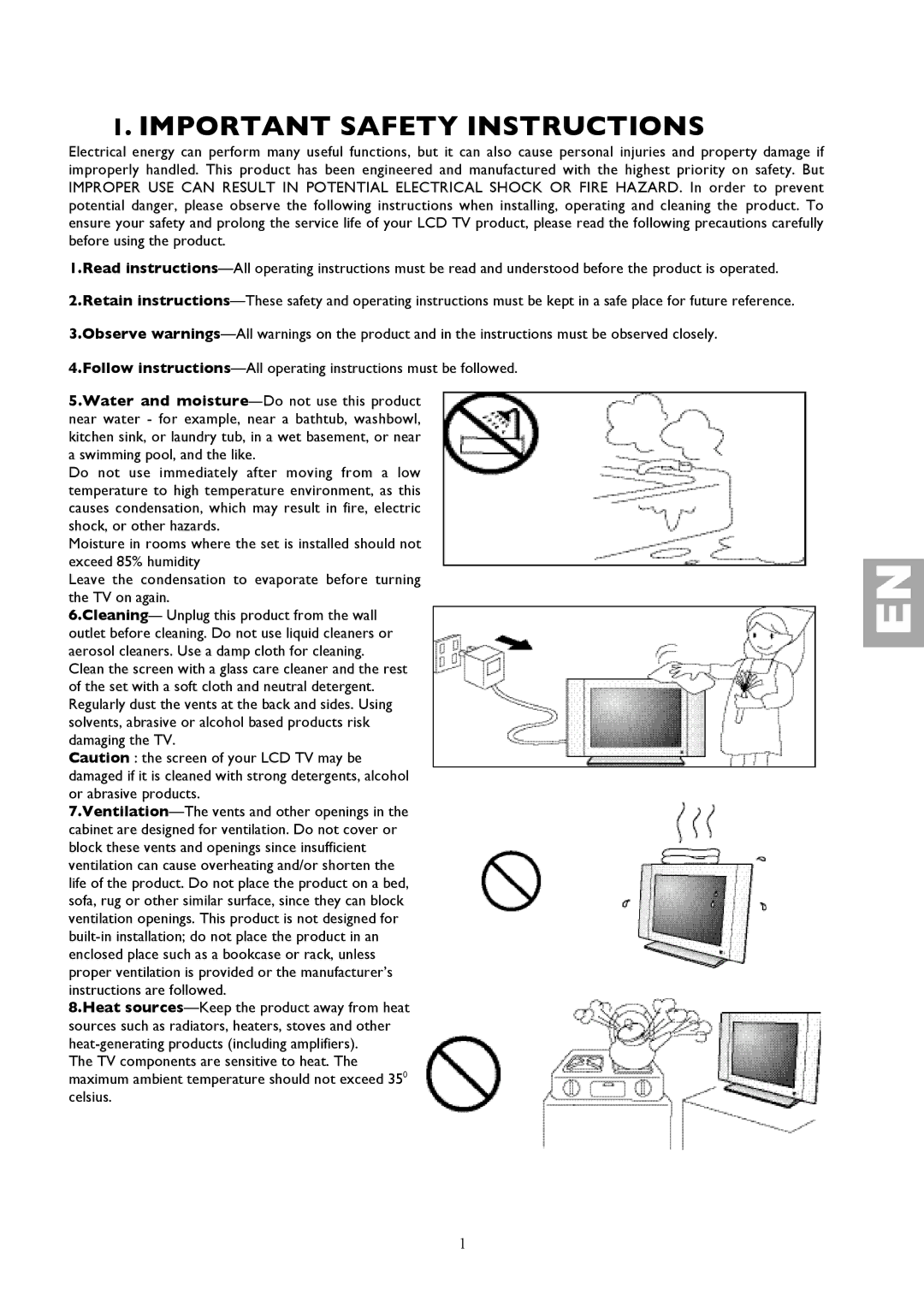 Technicolor - Thomson PC, YPrPb, YCrCb, AV2-S, AV1RGB important safety instructions Important Safety Instructions 