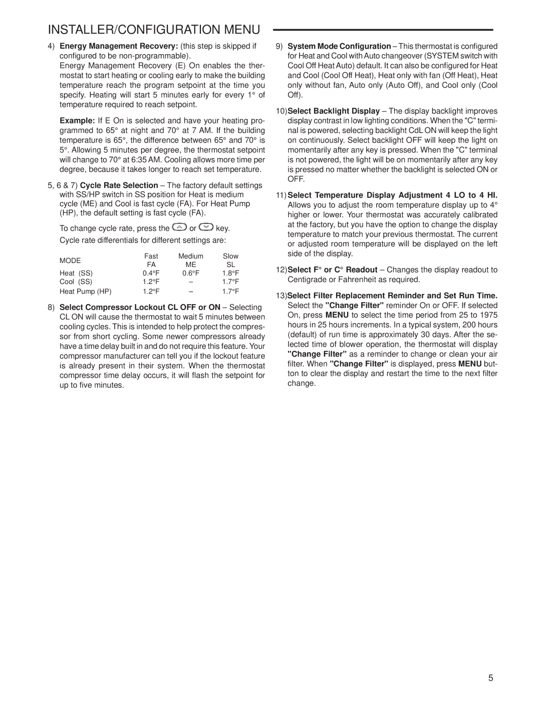 Technics 1F80-0471 specifications INSTALLER/CONFIGURATION Menu 