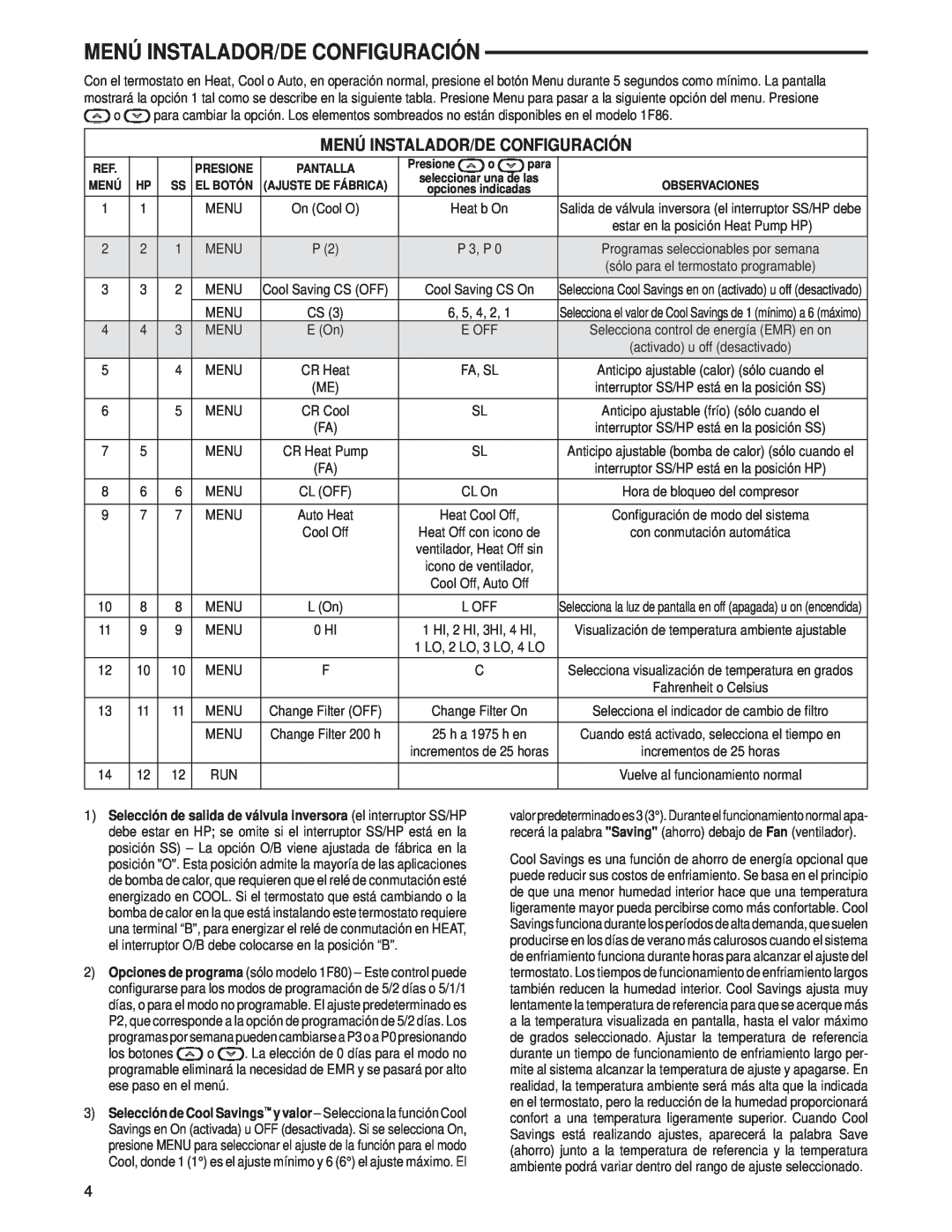 Technics 1F80-0471 specifications Menú Instalador/De Configuración, Presione, Pantalla, para 