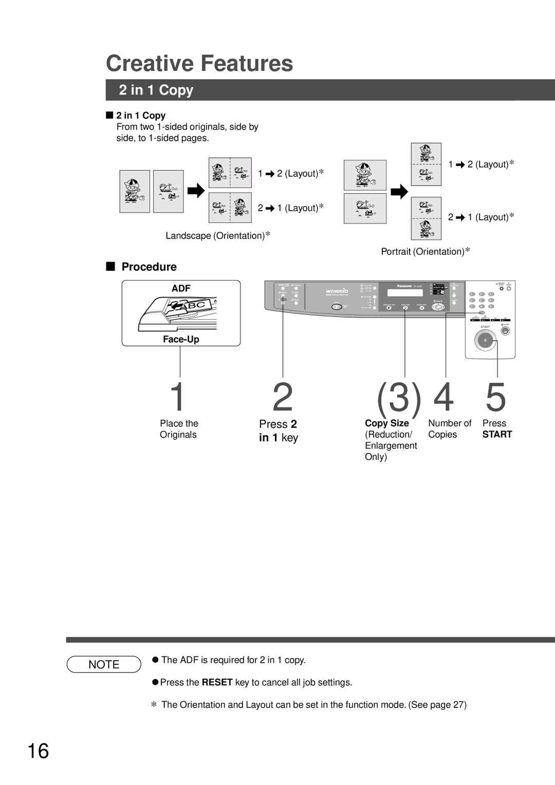 Technics DP-1810P manual Creative Features, Copy, Procedure, 1 key 