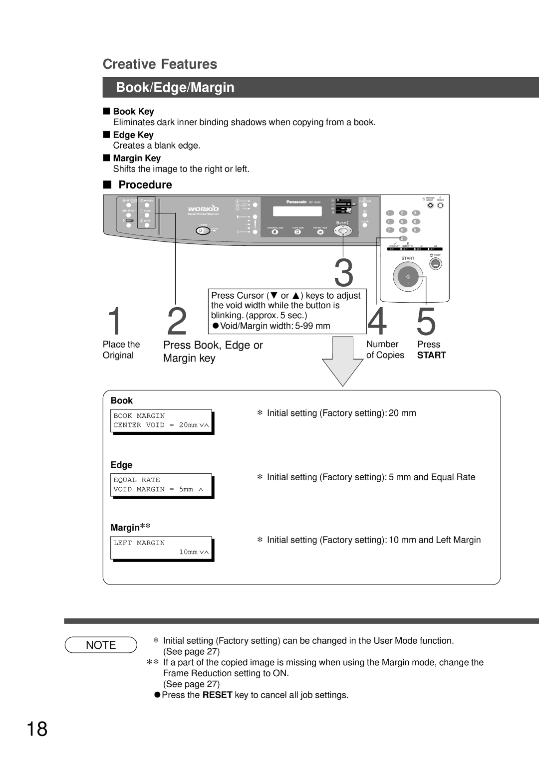 Technics DP-1810P manual Book/Edge/Margin 