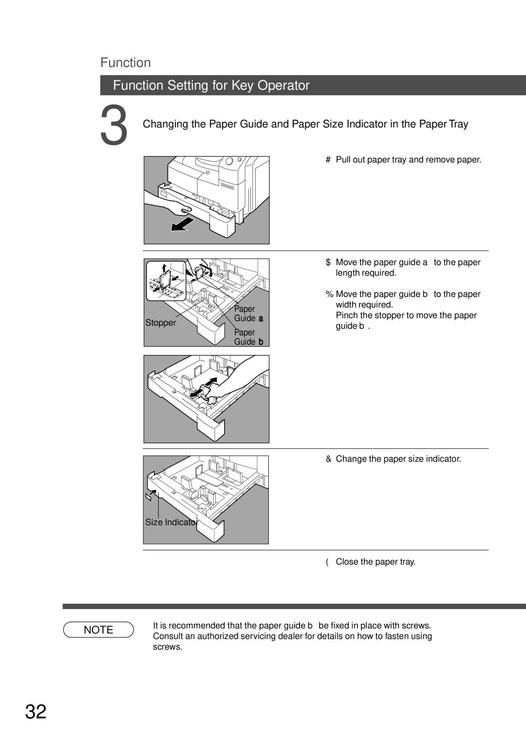 Technics DP-1810P manual Stopper Guide a Paper Guide b 