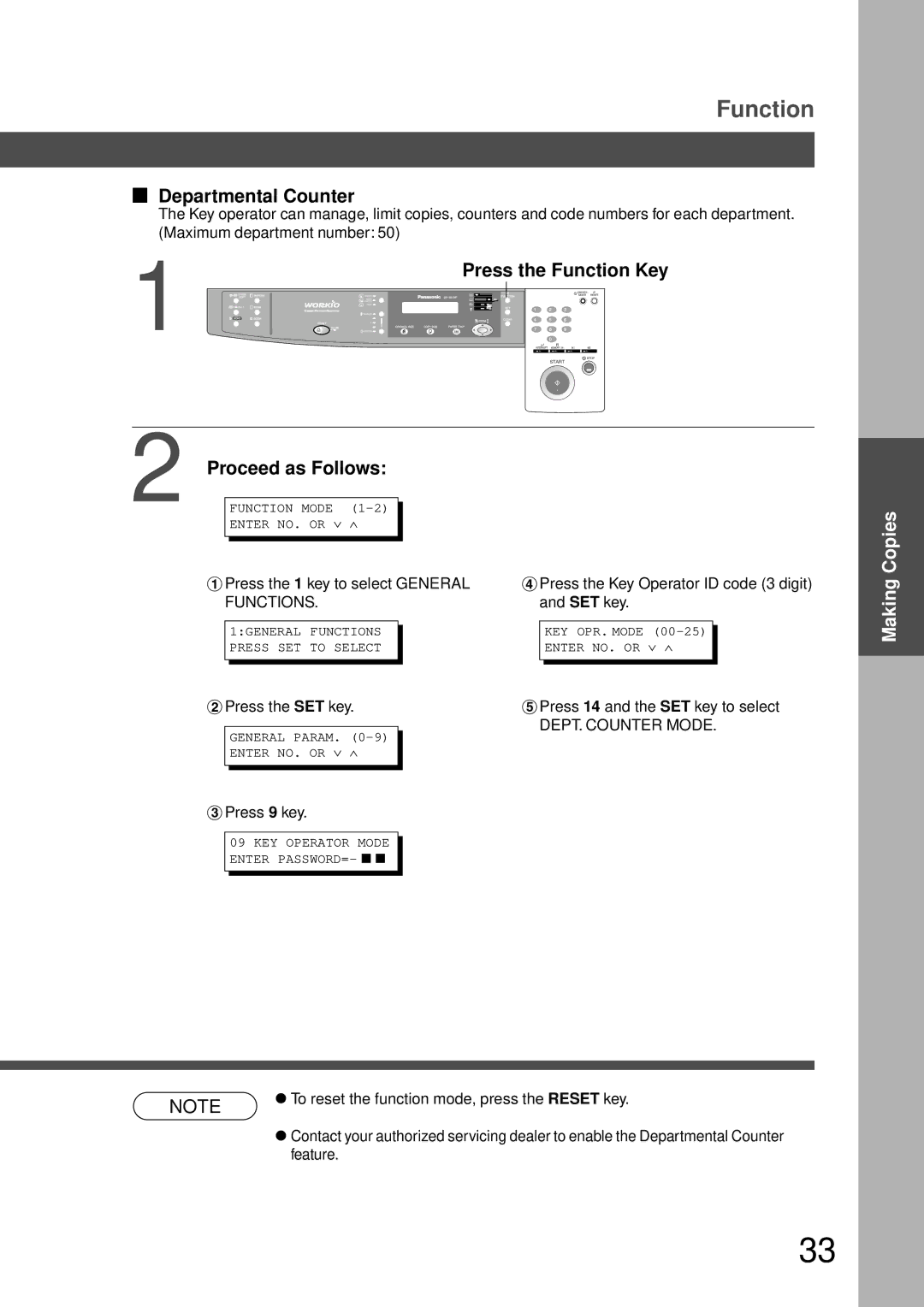 Technics DP-1810P manual Departmental Counter, Functions 