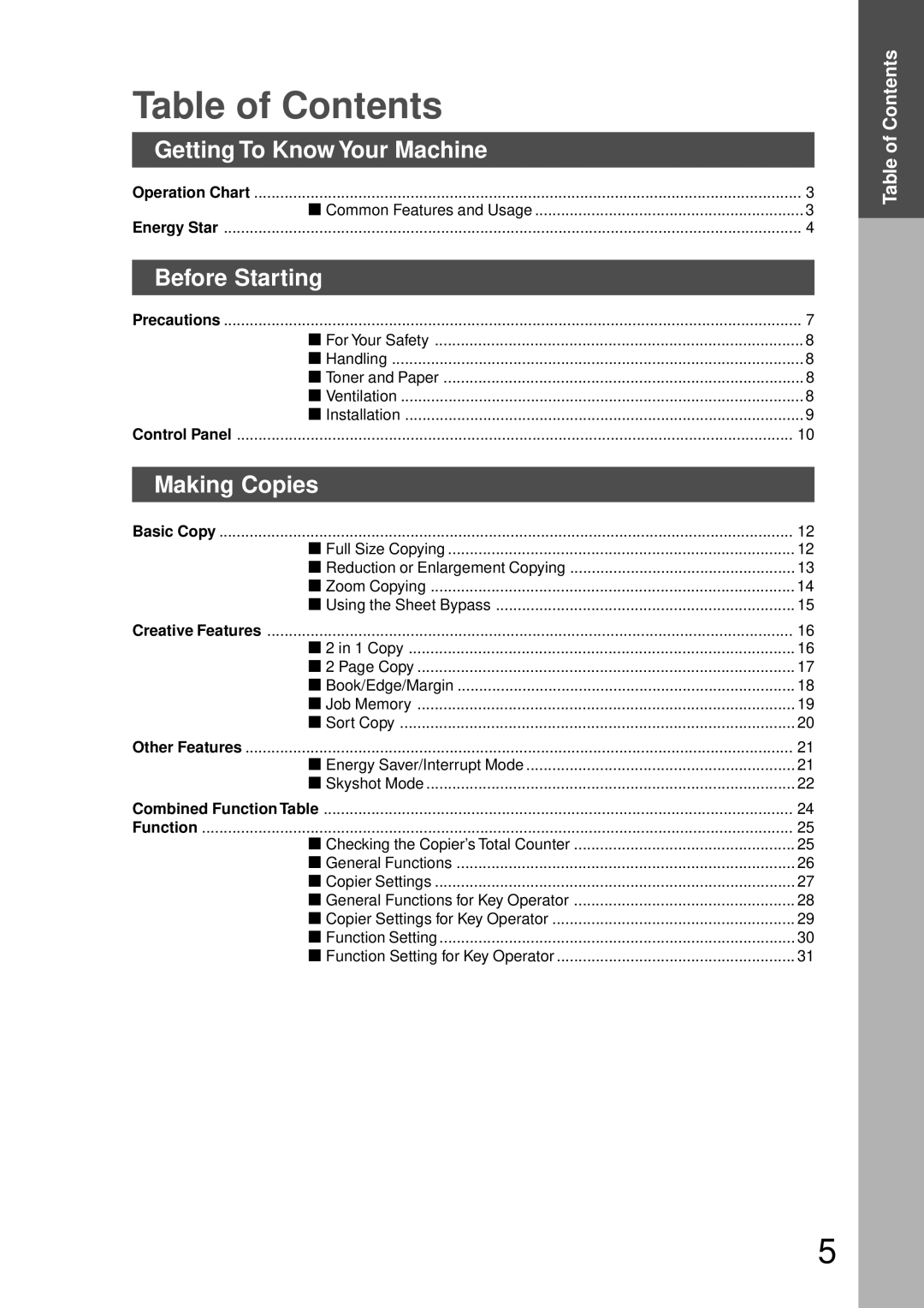 Technics DP-1810P manual Table of Contents 