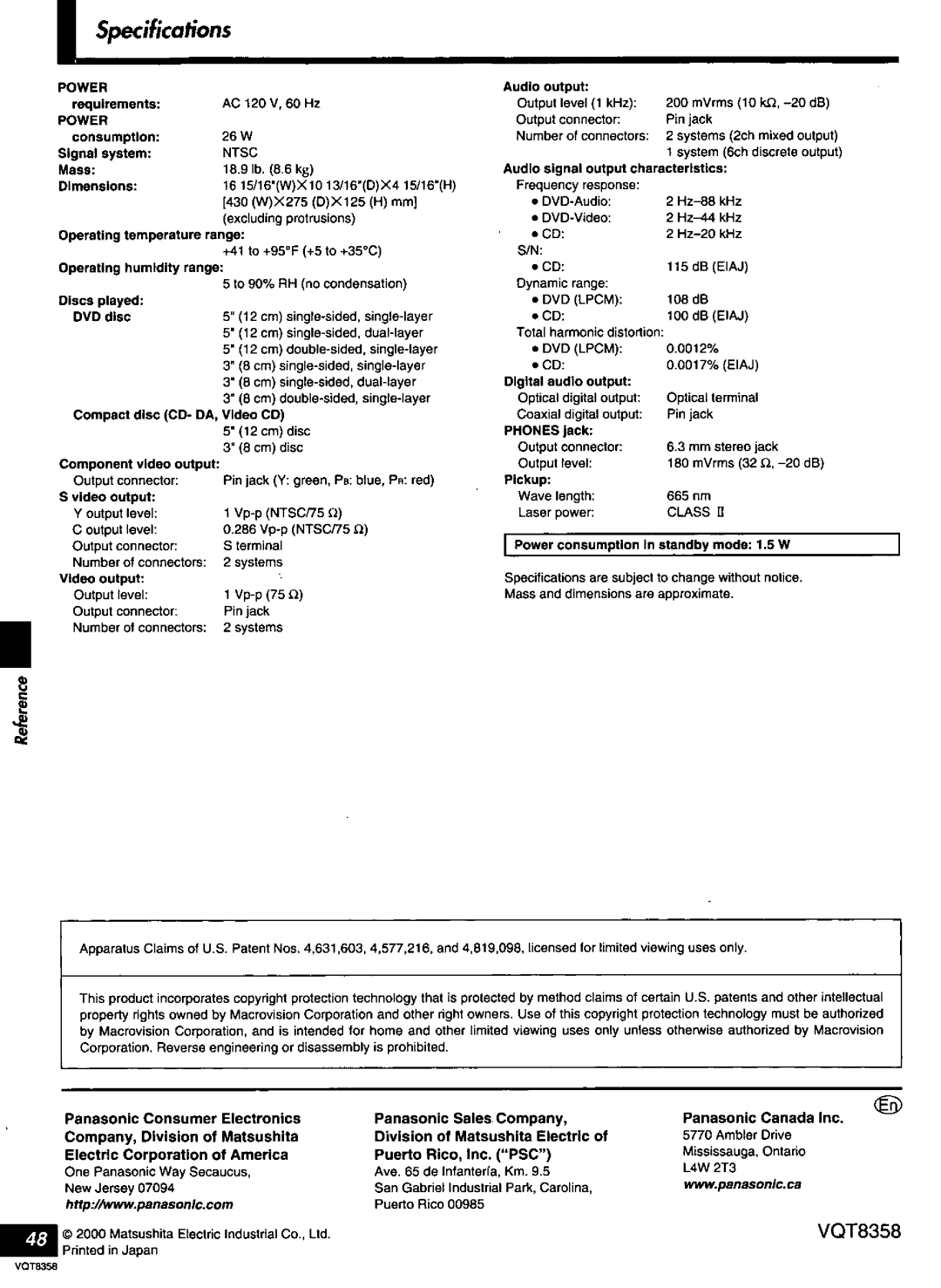 Technics DVD-A10 manual 