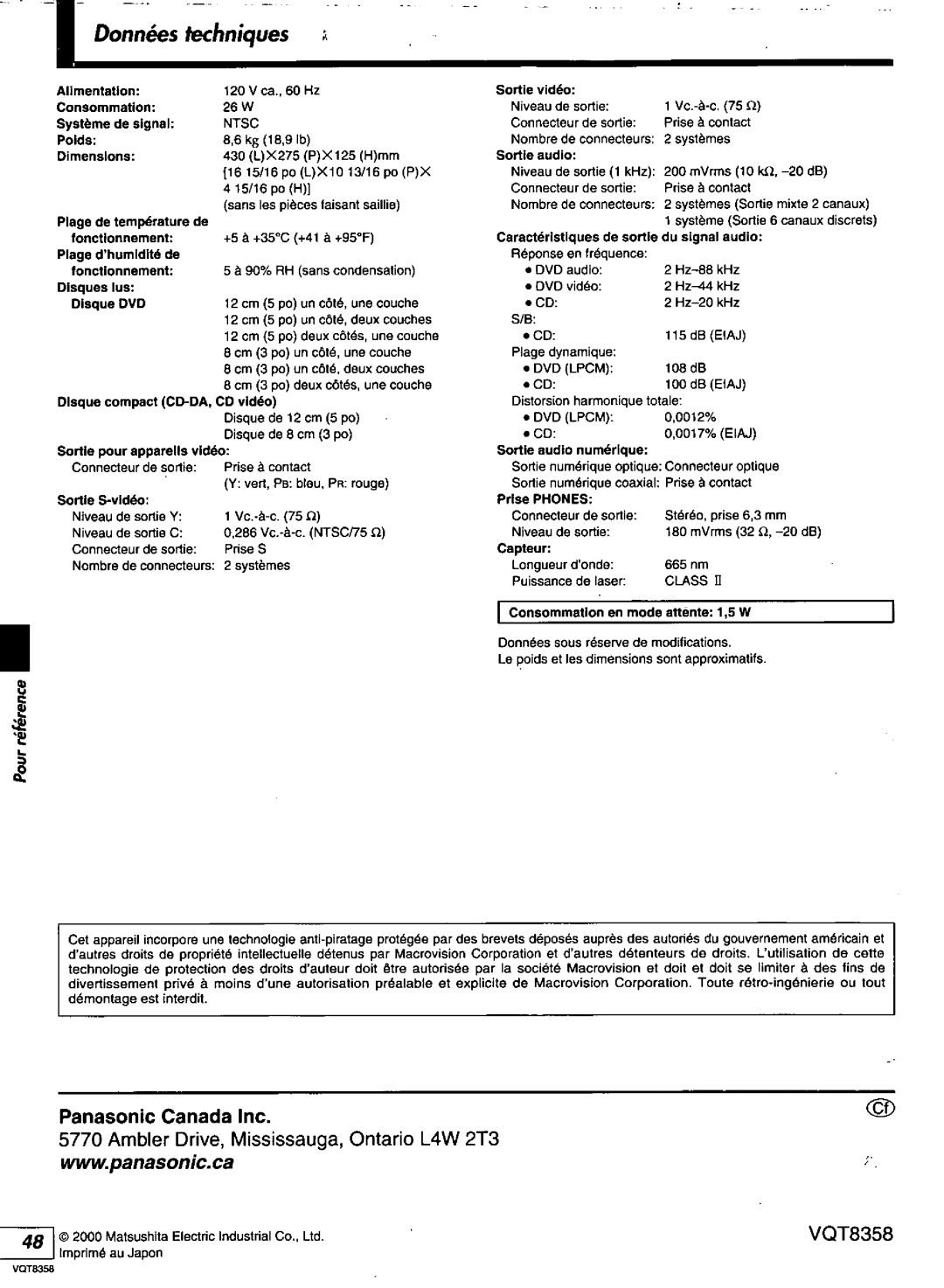 Technics DVD-A10 manual 