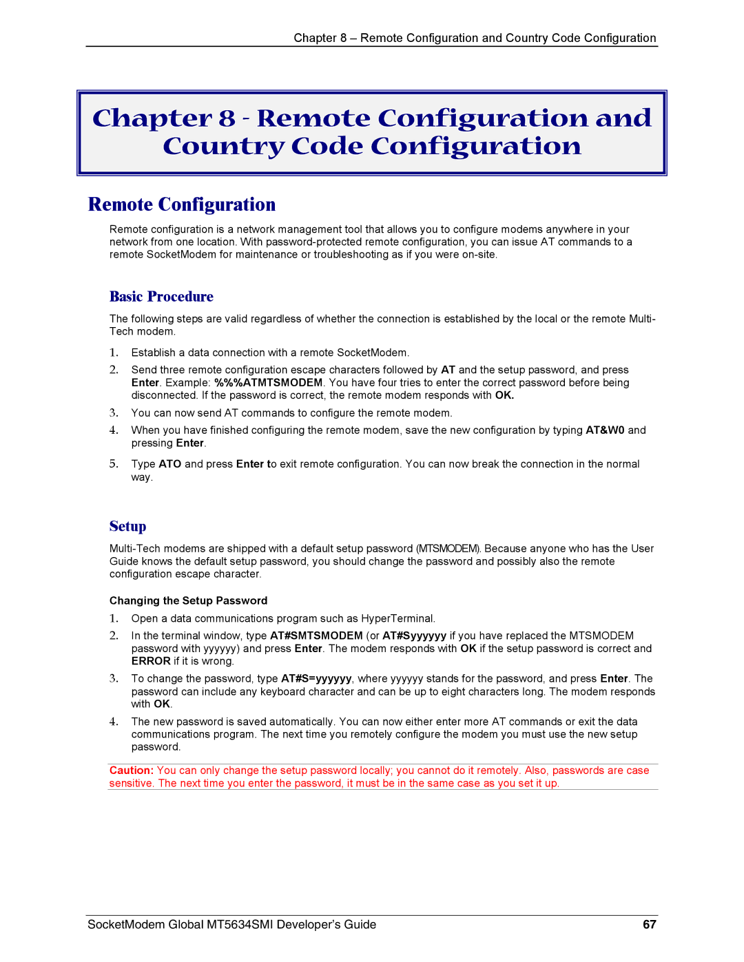 Technics MT5634SMI-34 Remote Configuration Country Code Configuration, Basic Procedure, Changing the Setup Password 