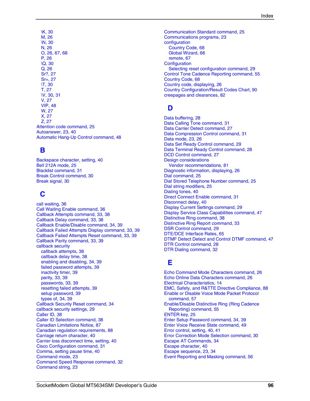 Technics MT5634SMI-92, MT5634SMI-34 manual Index 