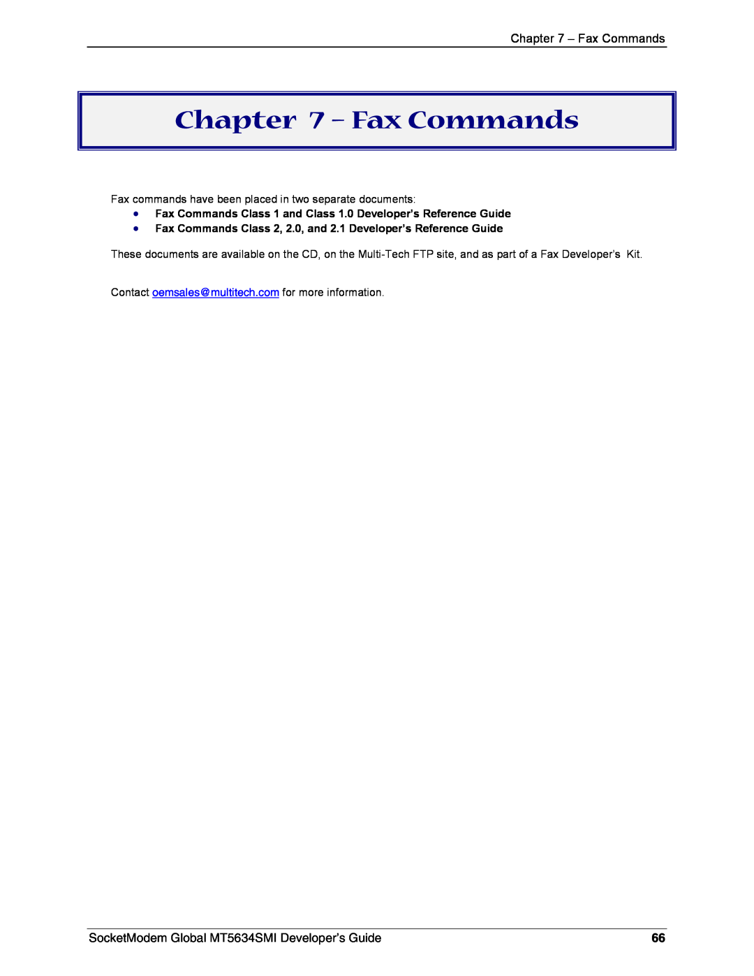 Technics MT5634SMI-92, MT5634SMI-34 manual Fax Commands, SocketModem Global MT5634SMI Developer’s Guide 