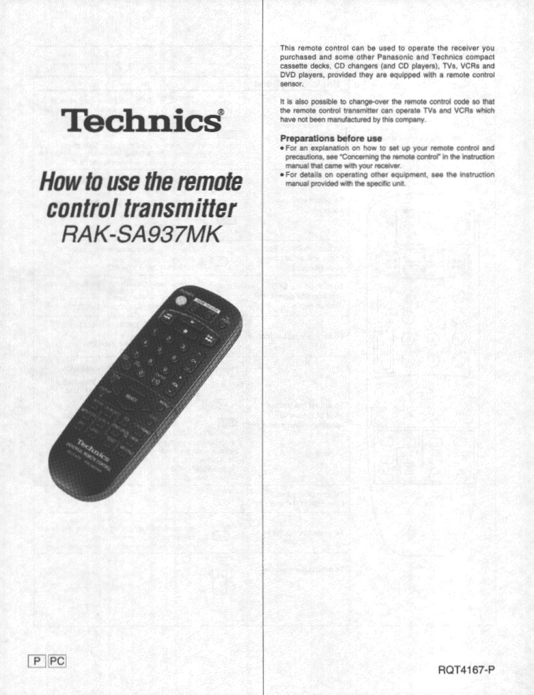 Technics RAK-SA937MK manual 