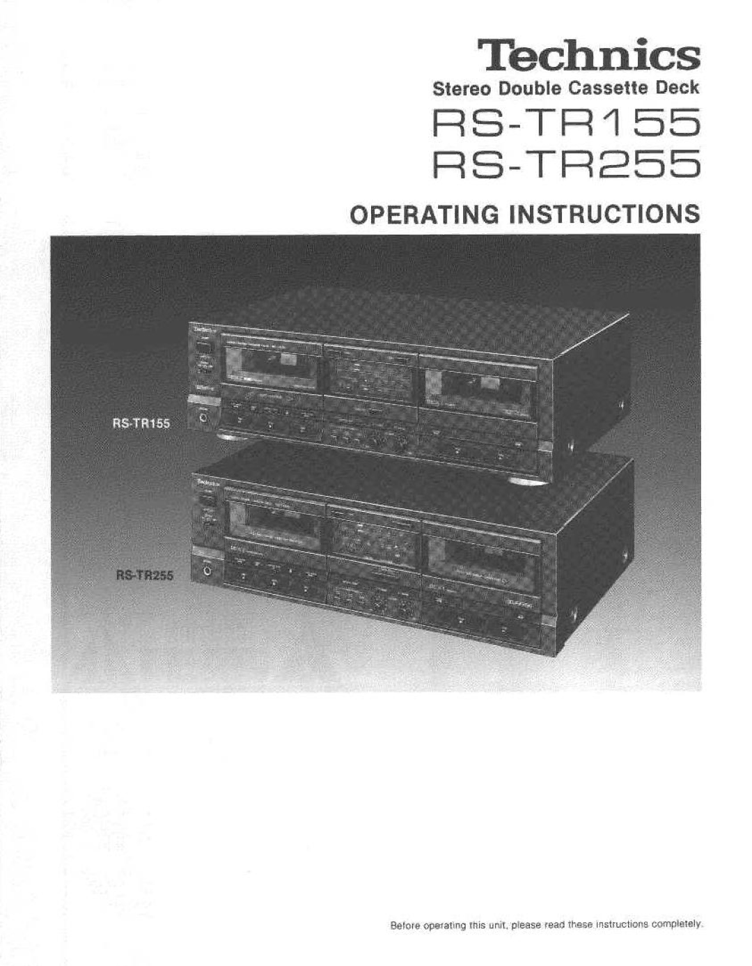 Technics RS-TR155 RS-TR255 manual 