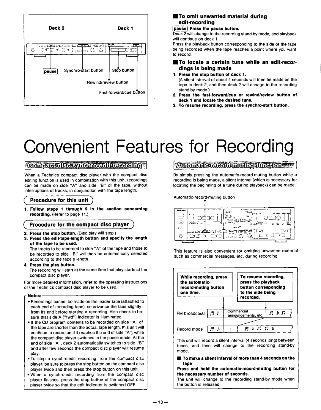 Technics RS-TR155 RS-TR255 manual 