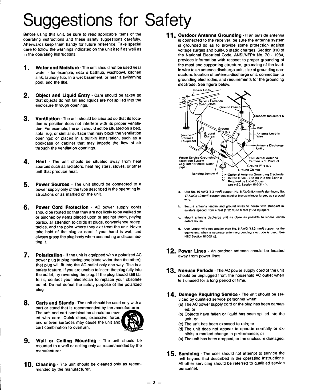 Technics RS-TR155 RS-TR255 manual 