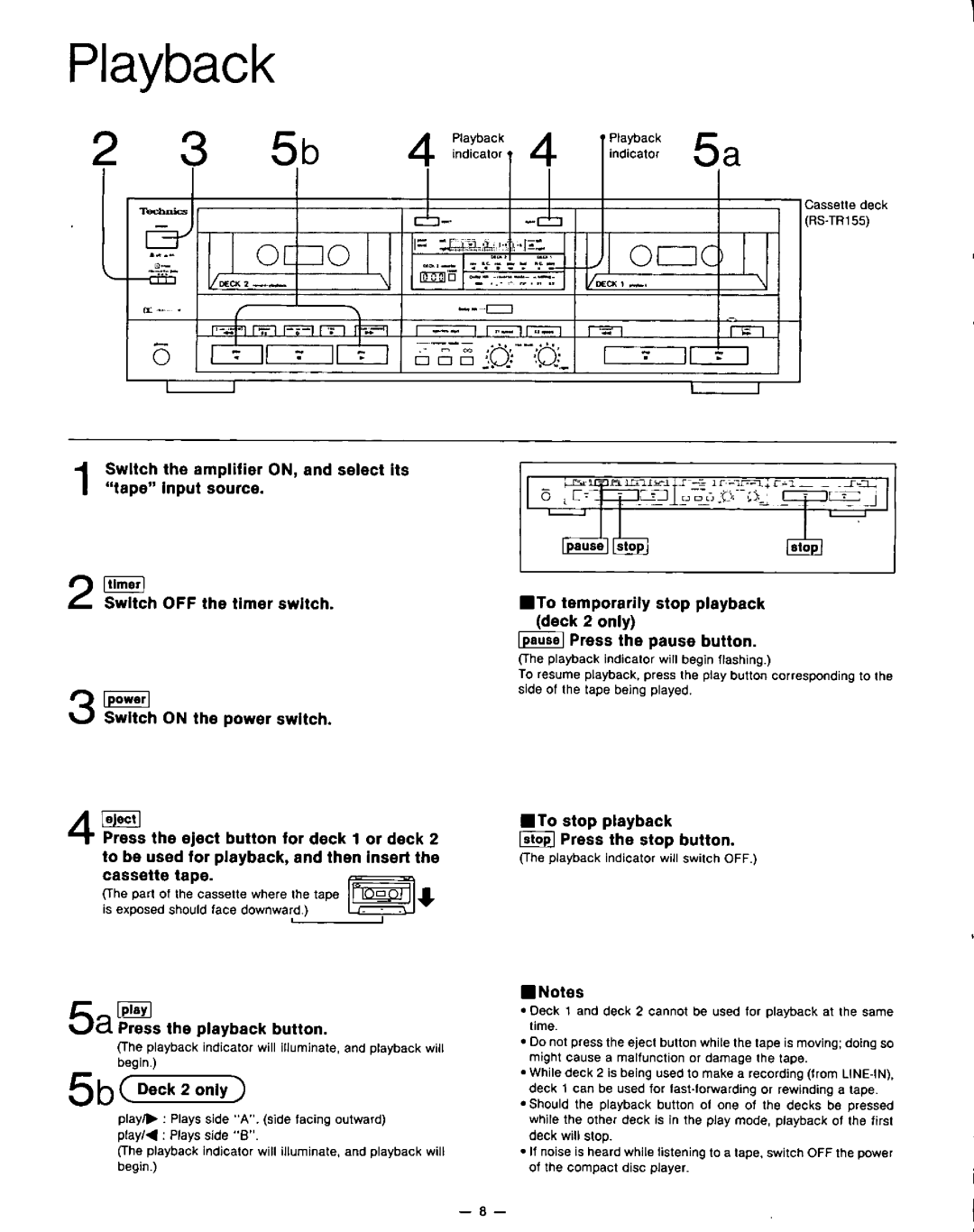 Technics RS-TR155 RS-TR255 manual 