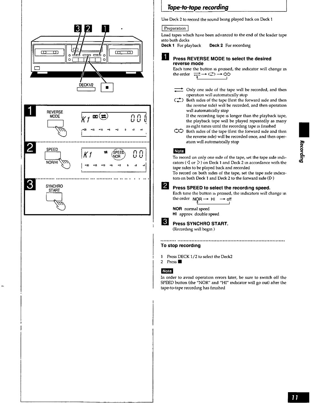 Technics RS-TR272 manual 