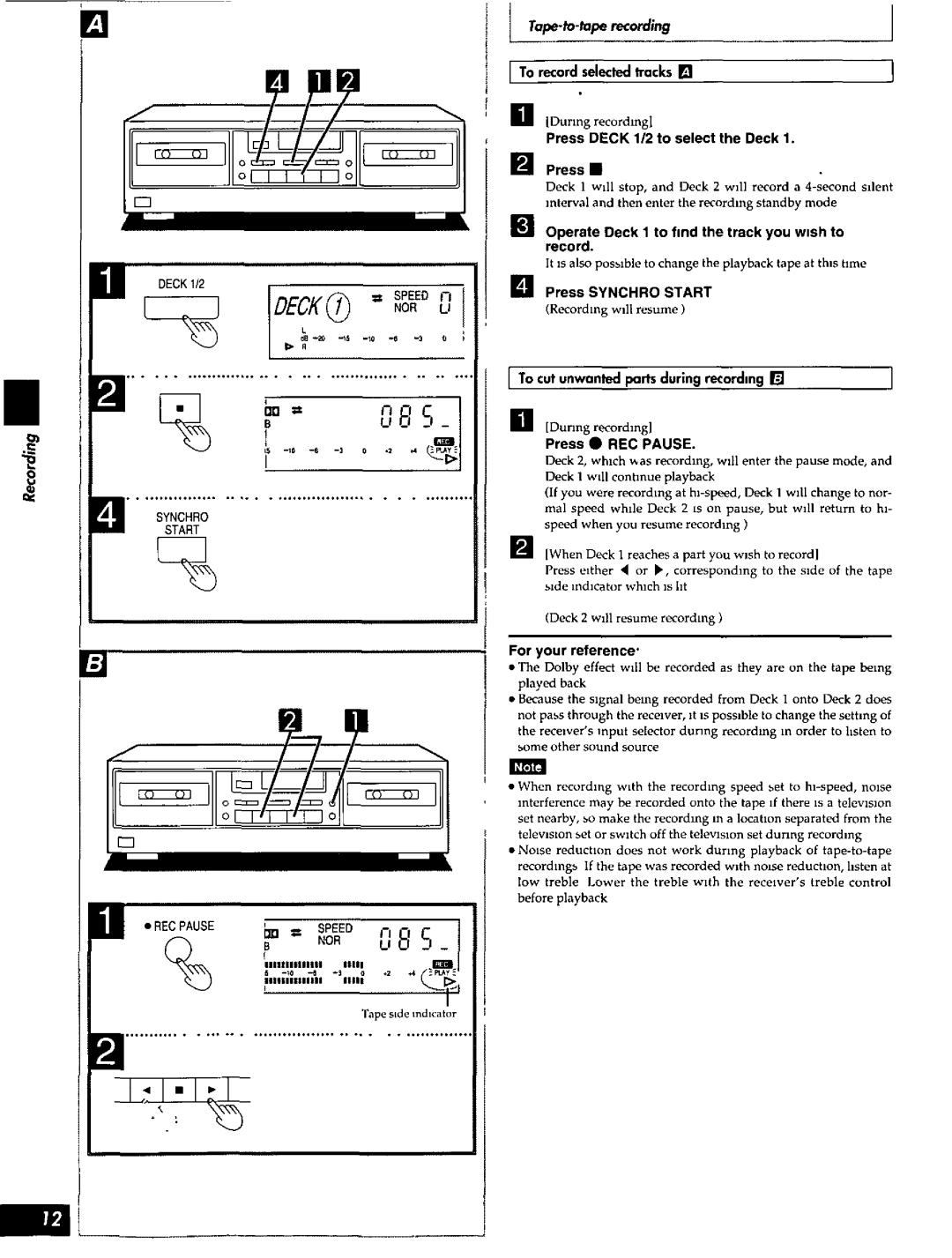 Technics RS-TR272 manual 