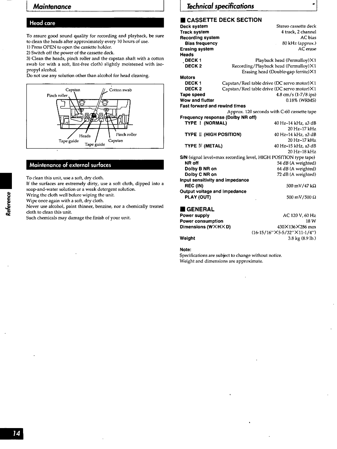 Technics RS-TR272 manual 