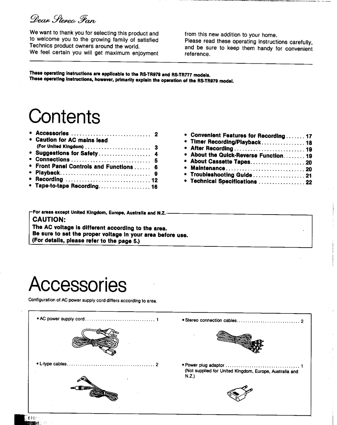 Technics RS-TR979, RS-TR777 manual 