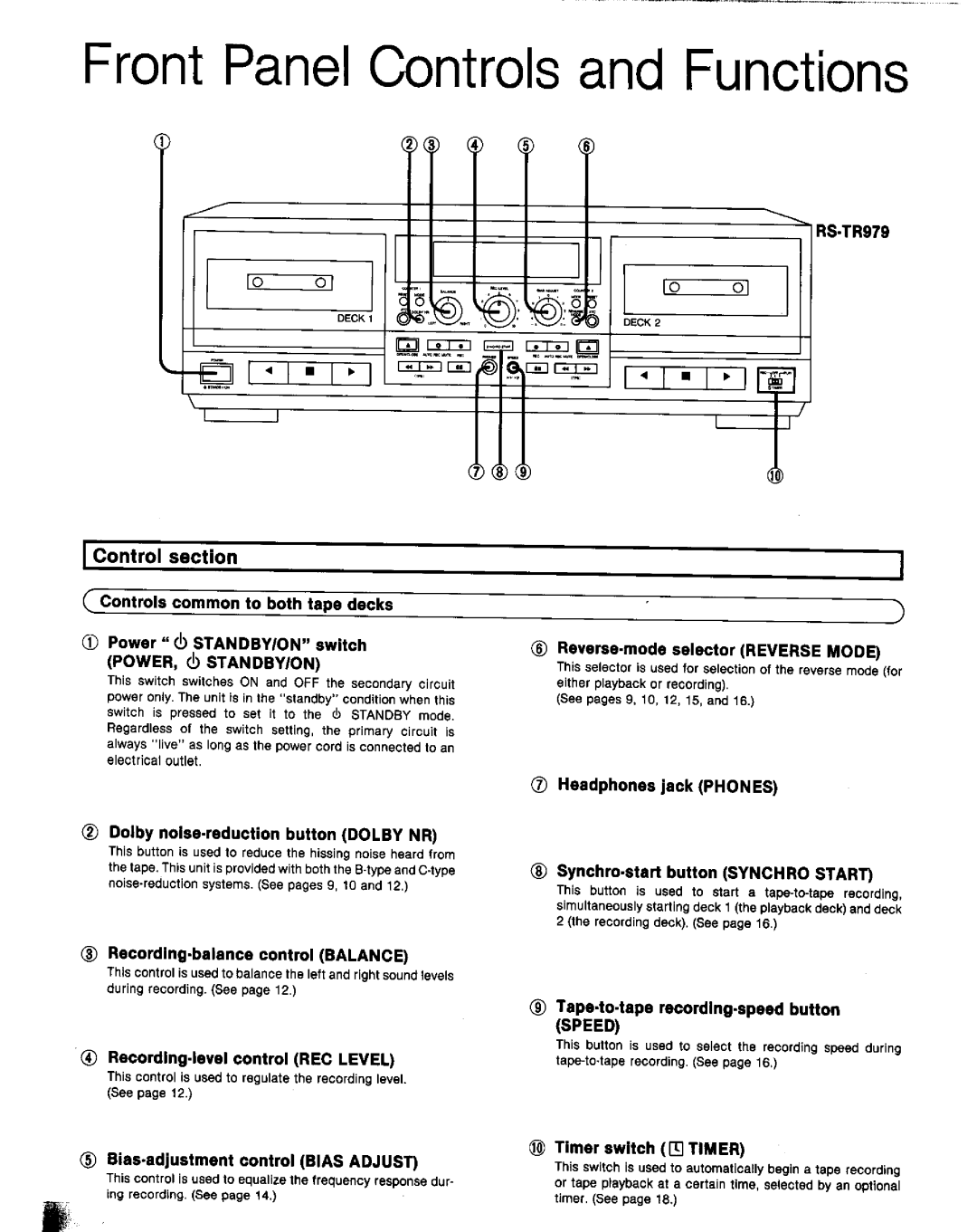 Technics RS-TR979, RS-TR777 manual 