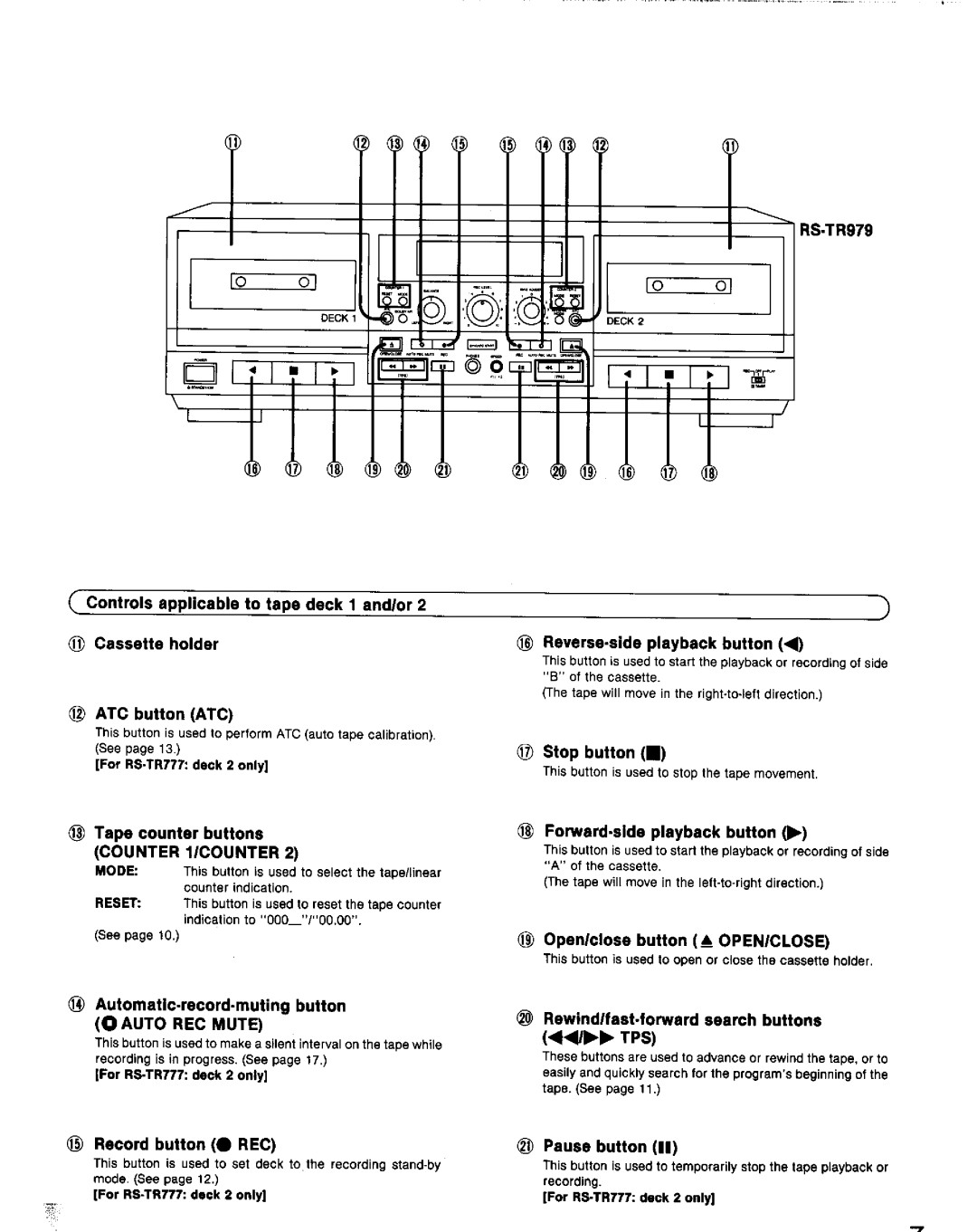 Technics RS-TR777, RS-TR979 manual 