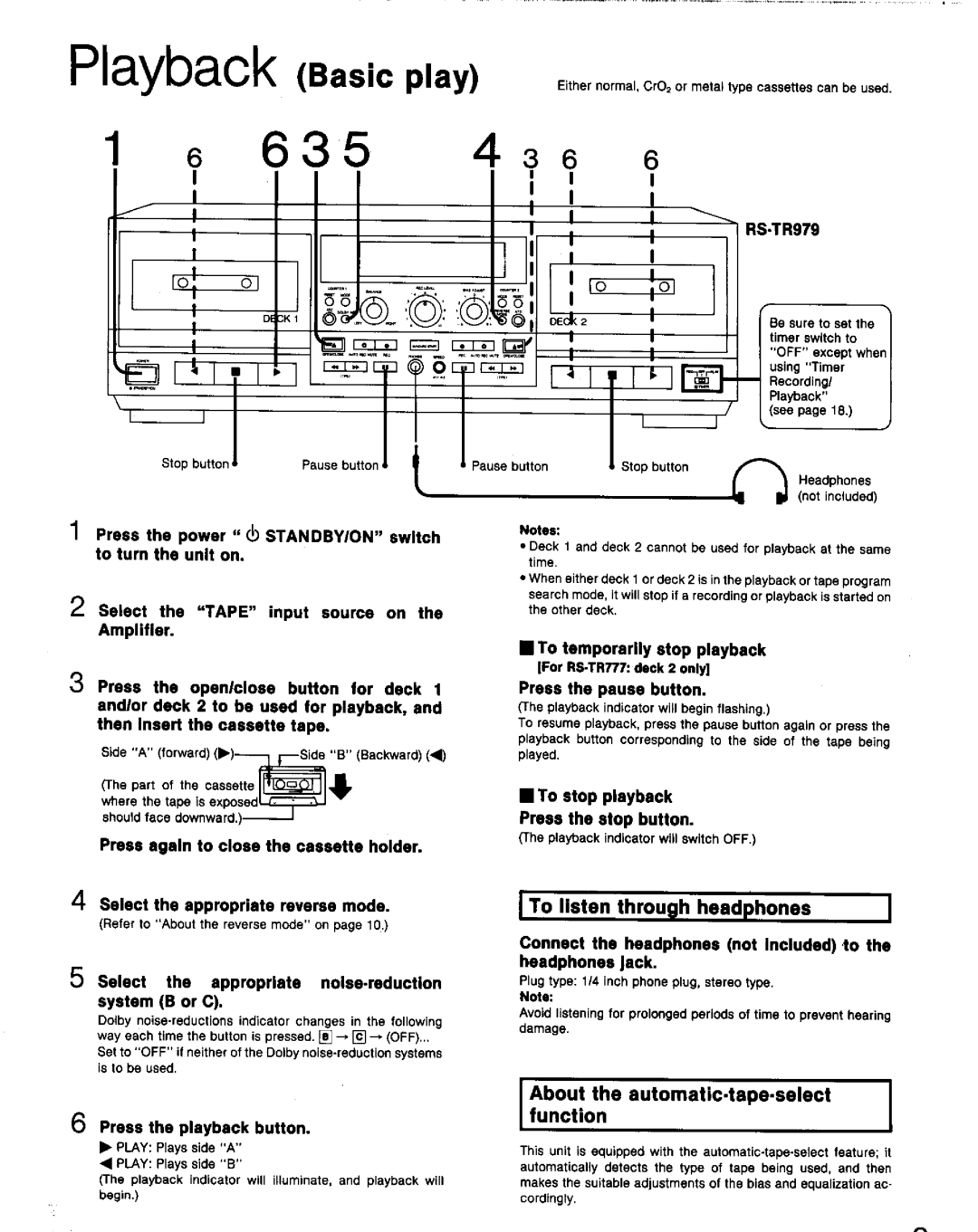 Technics RS-TR777, RS-TR979 manual 