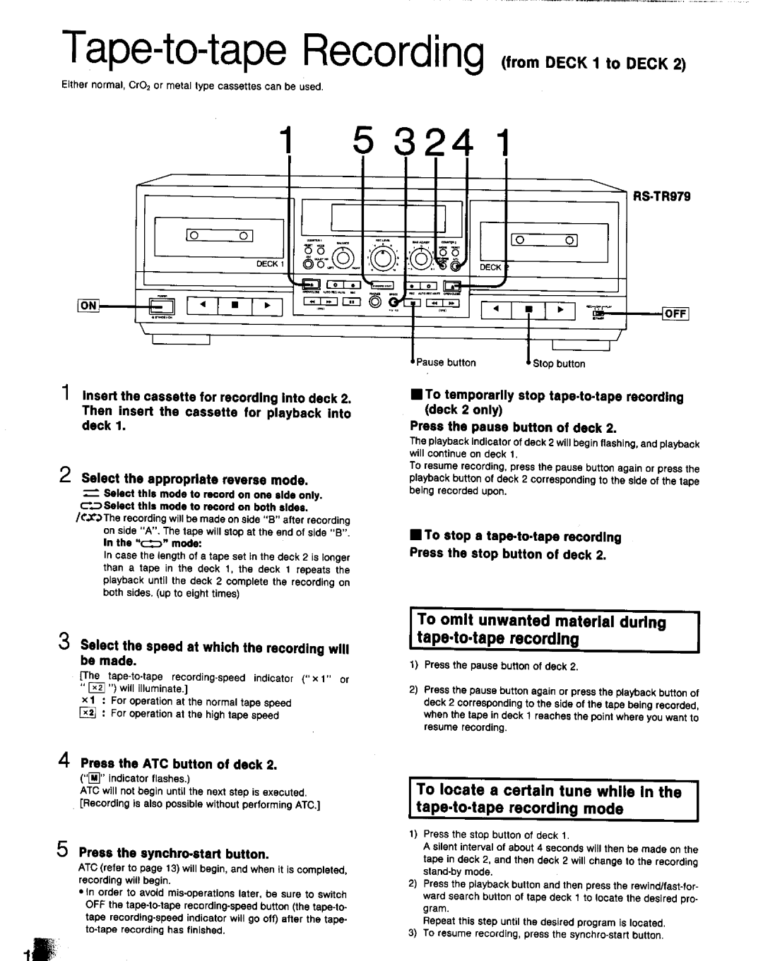 Technics RS-TR979, RS-TR777 manual 
