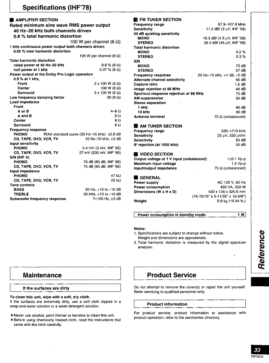 Technics SA-AX540 manual 